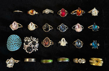 Mixed Lot 24 Women's Fashion Rings Silver Tone w/ Assorted Stones, Metal Stone