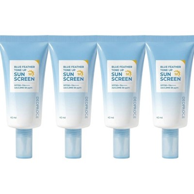 Deoproce Blue Feather Tone Up Sun Screen SPF50+ PA++++ 40ml*4Pcs / FREE SHIPPING