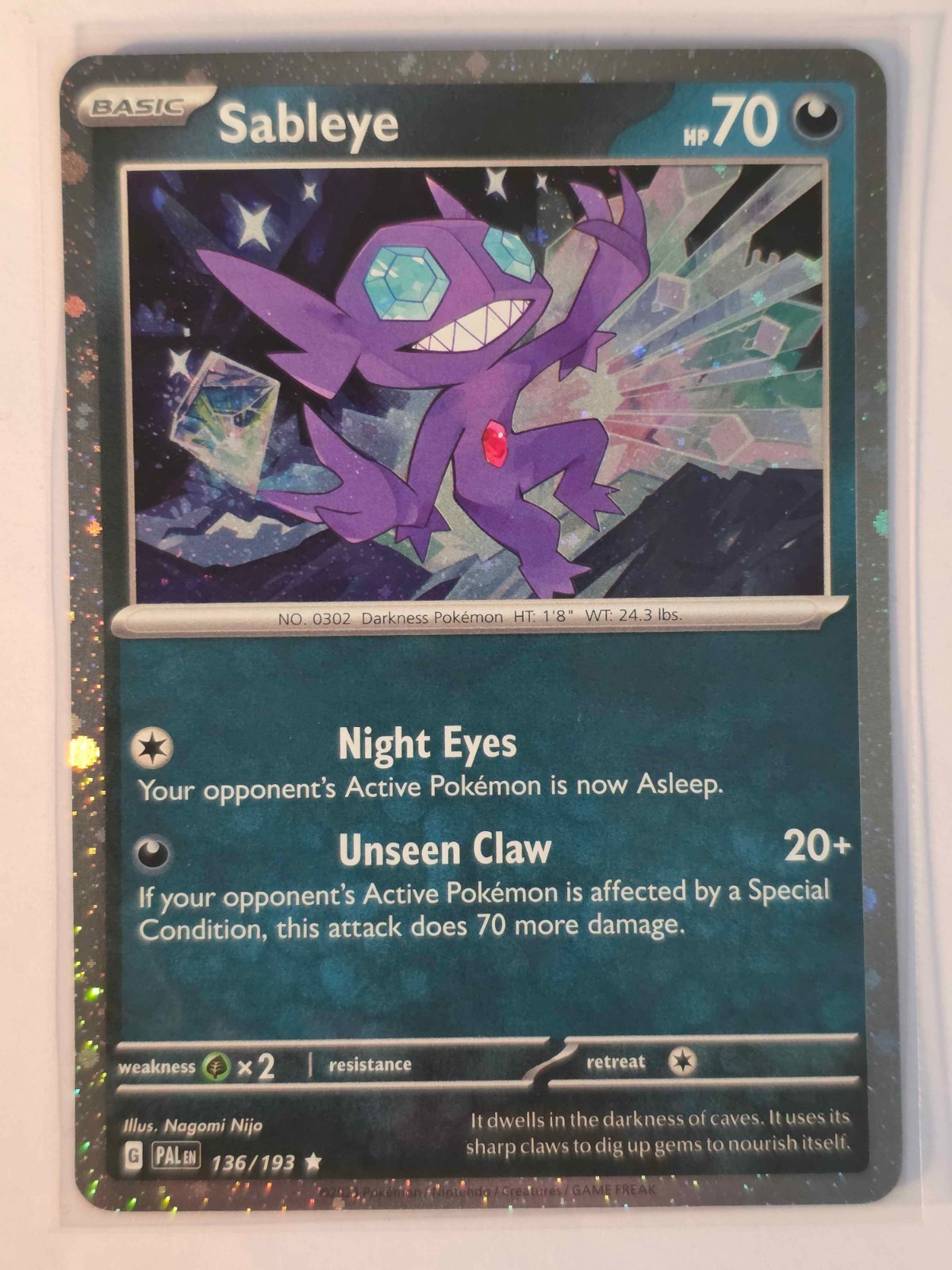 SABLEYE (COSMOS HOLO) 136/193 HOLO PALDEA EVOLVED POKEMON NM Quick Shipping