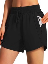 Women's Running Shorts Quick Dry Lightweight Zipper Pocket Athletic Gym Shorts