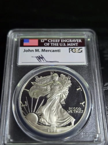 1998 P AMERICAN SILVER EAGLE MERCANTI SIGNED $1 PROOF 1 oz COIN PCGS PF 70 DCAM