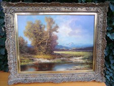 Öl Gemälde / Herbstlandschaft / Signiert HANS WAGNER / Prunkrahmen Barockrahmen