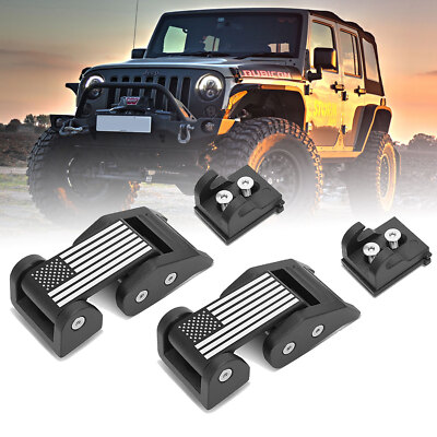 Black Aluminum Hood Locking Latch Catch Kit For Jeep Wrangler JK - Foto 2