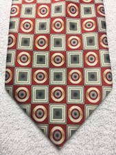 RENZO MENS TIE RED WITH GRAY WHITE BROWN 3.75 x 60