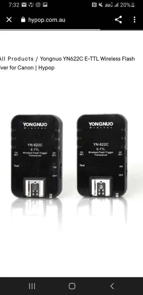 Yongnuo YN-622C E-TTL Wireless Flash 2 Transceiver Kit for Canon YN622C - Image 4 of 4