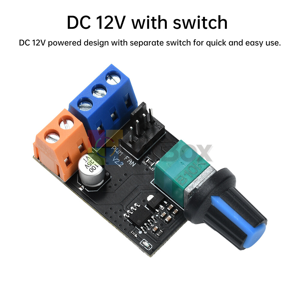 DC12V PWM Fan Governor Speed Control With Knob 3/4Wires Switch Fan Regulation