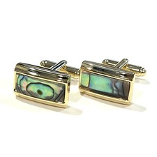 Gold Frame Abalone Cufflinks For Men Birthday Wedding Rectangle Abalone Cufflink