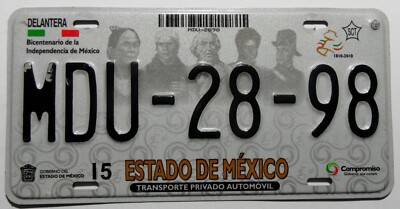 Nummernschild aus Mexico ''Estado de Mexico'' mit schöner Grafik ''MDU''.