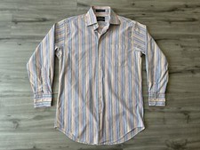 Nautica Comfort Button Up Shirt Mens Size 15 32/33 Stretch Colorful Striped