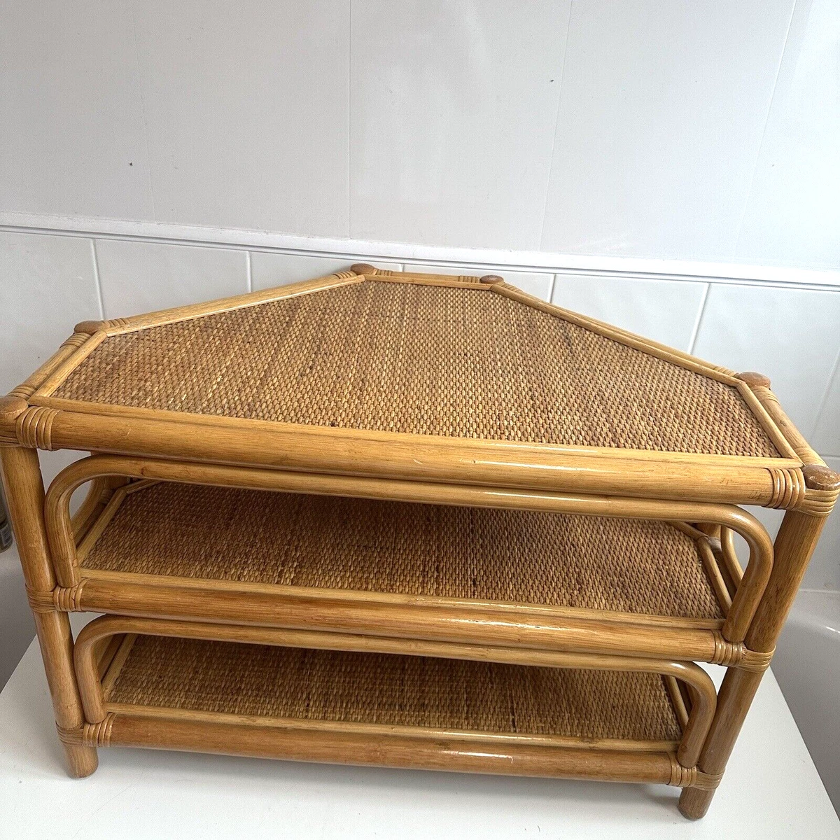 Tv stand with wicker baskets deals
