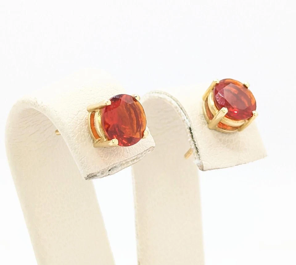 14K Yellow Gold 1.34g Orange Tourmaline Simple Everyday Style Stud Earrings - Image 4 of 4