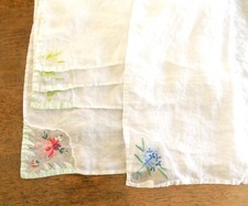 Lot of 5 Vintage Embroidered Flower Corner Handkerchief or Napkin Linen