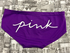 NWT Victoria's Secret PINK Seamless Hipster Underwear Panty Purple Pink Logo S
