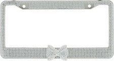Clear 7 Rows Bling Diamond Crystal License Plate Frame With Clear Bow Tie