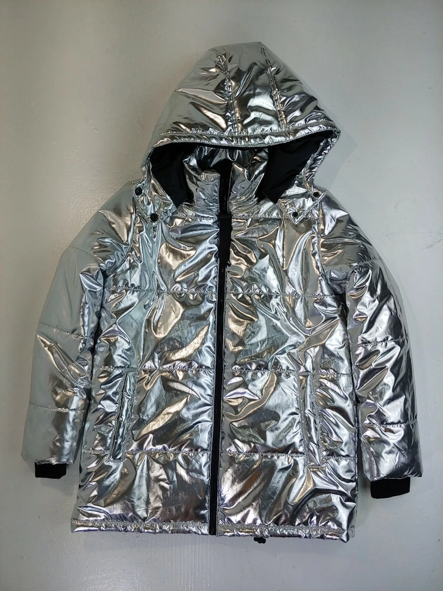 Forever 21 Silver Puffer Jacket Puffy Winter Ski Snow Hype Size