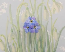 FORGET-ME-NOT SCARF RING Blue Wedding Scarf Ring Friendship Pin HAND PAINTED