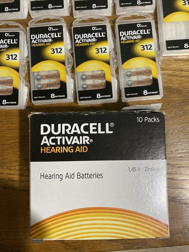 Duracell Activair Hearing Aid Batteries Size 312, 67 Batteries Total, Exp 05/26 4043752174953