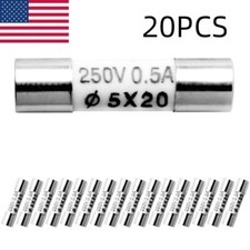 20Pcs 250V 0.5A F0.5AL250V 0.5 amp Fast Blow Acting Quick Ceramic Fuses 5x20mm