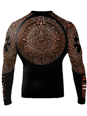 Raven Fightwear Men's Aztec Ranked Rash Guard MMA BJJ Brown