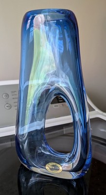 ADAM JABLONSKI Art Glass VASE 12  Cobalt Blue Crystal Vase