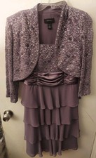 R M Richards Light Purple Lace Ruffled 2 Pc Semi Formal Dress And Jacket Size 10