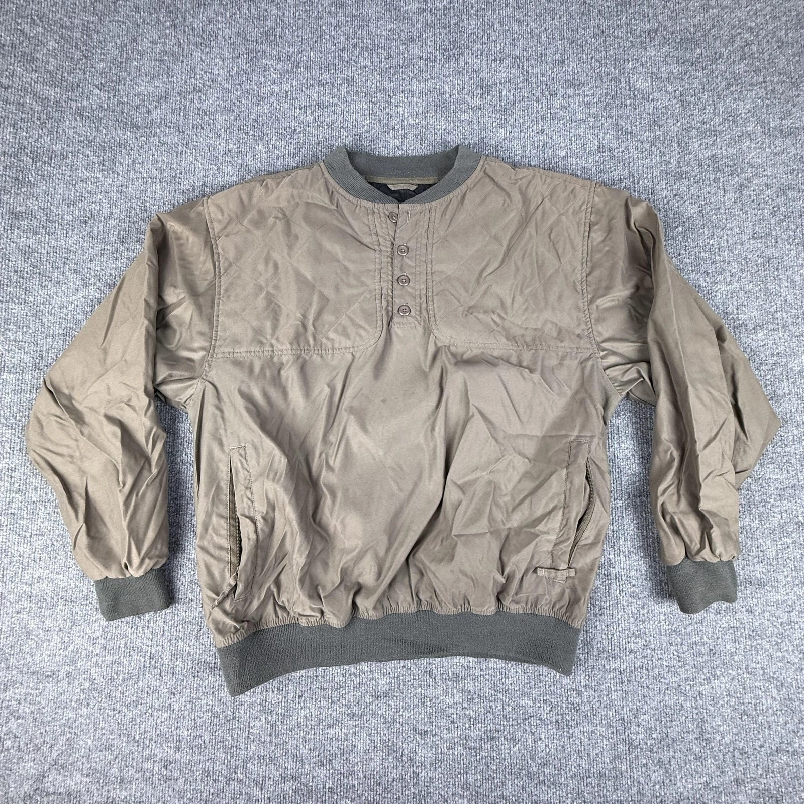 VTG Cabela's Jacket Mens Large Brown Pullover Quilted Insulated Windbreaker