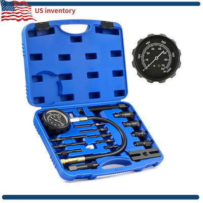 #ad Diesel Engine Compression Tester Kit 18pc Pressure Gauge and Spark Glow Plug $91.99
