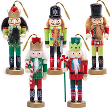 Christmas Nutcracker Ornaments Set, 5PCS Wooden Nutcracker Soldier Hanging Decor