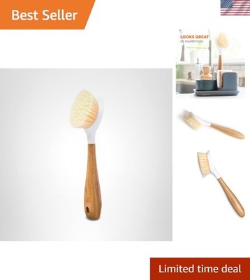 Bamboo Dish Brush with Built-In Scraper - Eco-Friendly Kitchen Essential