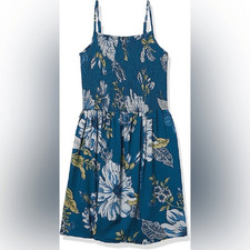 Angie boho smock tank tropical floral dress blue size small vacation beach