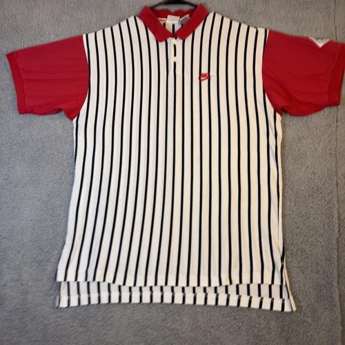 Polo homme vintage Nike Supreme Court L Jim Courier tennis années 90 RARE court rouge