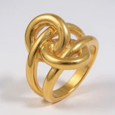 Uno De 50 STYLE Knot Ring Sz 8.5 Gold  Link Interlocked Chain Hollow Boho