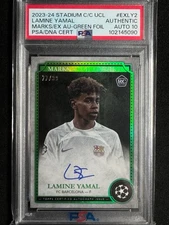 2023-24 TSC UCL Lamine Yamal Marks Of Excellence Green OnCard Auto RC#d /99 POP1