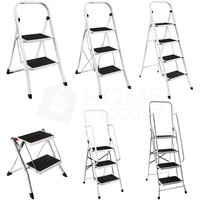 2 3 4 Step Ladder Folding Portable Compact Heavy Duty Iron Anti-Slip Mat Stool