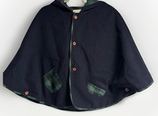 Hooded Cat Cloak Early Morning Sheech Flannel Navy  Green Hood Cape