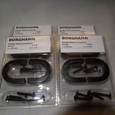 Lot of 4 IKEA BORGHAMN Black 2 Pack Handle 40 Mm (1 9/16 '') 003.160.47