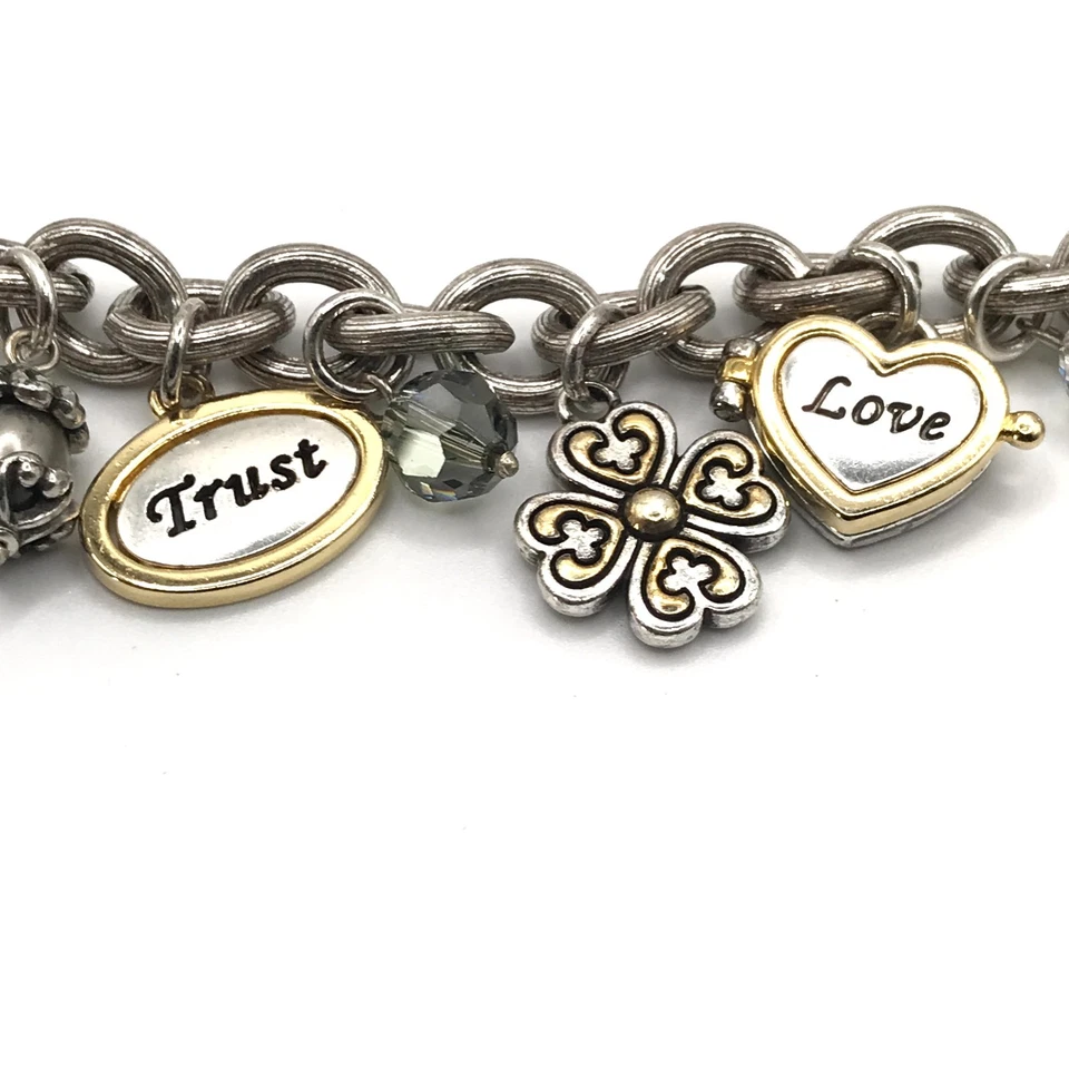 Pulsera Brighton Charm Love Heals Gruesa Corazón Confianza Cristales Boho 8.5" Foto 4 de 4