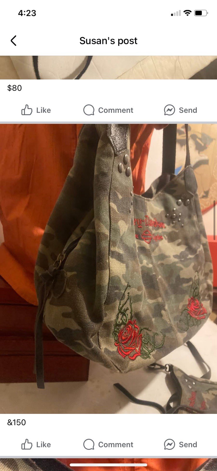 harley davidson ladies vintage camouflaged purse image 2