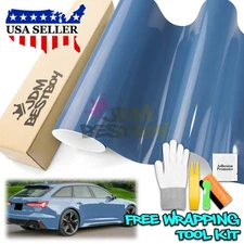 High Gloss Porcelain Blue Car Vinyl Wrap Sticker Decal Sheet Film Air Release