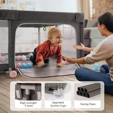 GRAY - UANLAUO BABY PLAY PEN, STURDY PLAYPEN FOR BABIES, SAFETY BABY PLAY YARDS,