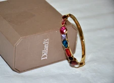 Multi color rhinestone gold tone hinged bangle bracelet Dillard's