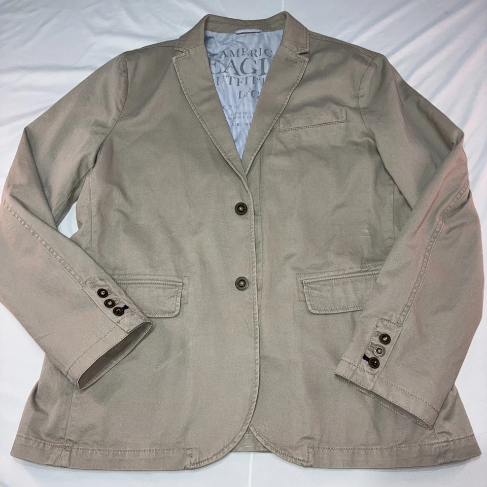 Blazer de algodón American Eagle chaqueta deportiva de diseñador para hombre grande caqui Foto 2 de 4