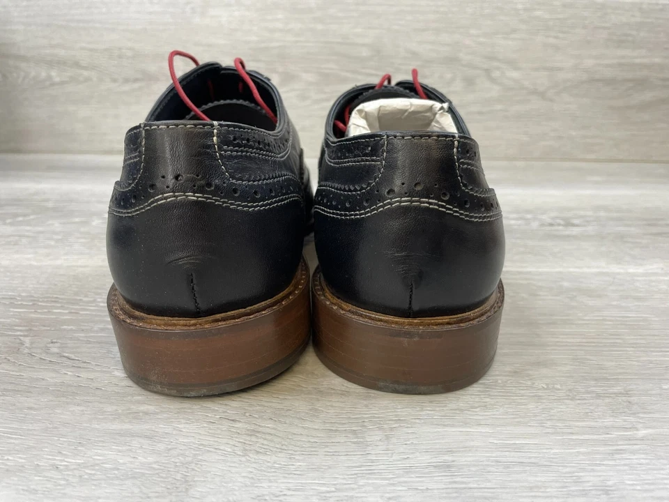 Zapatos de cuero Massimo Matteo Firenze Oxford negros punta de ala brogue 8,5 para hombre Foto 3 de 4
