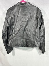 Harley-Davidson Women's Leather Jacket Size Medium Black Graphic RN 103819