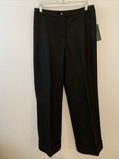 Vtg Harve Benard Dress Pants Women's Size 6 Black Cuffed Lined Wool Blend NWT