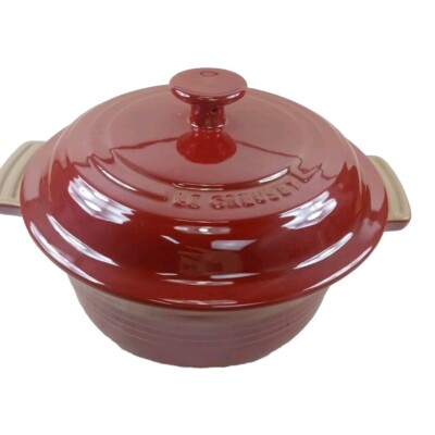 Le Creuset Heritage Stoneware  Round  Casserole Dish with Lid, Cerise/Red 1.9L