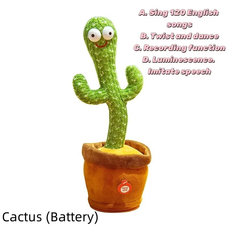 Juguete de peluche de cactus bailando para hablar cantar juguete musical para niños y niños pequeños Foto 3 de 4