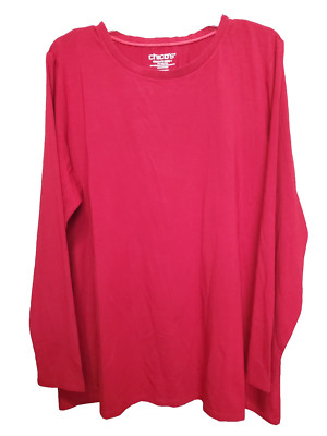 Chico's Cotton/Modal Red Touch of Cool Long Sleeve Layering T-Shirt Size 4(XXL)