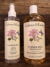 2x Set- Crabtree Evelyn Summer Hill Body Mist 8.1 oz Bath Shower Gel 16.9 oz