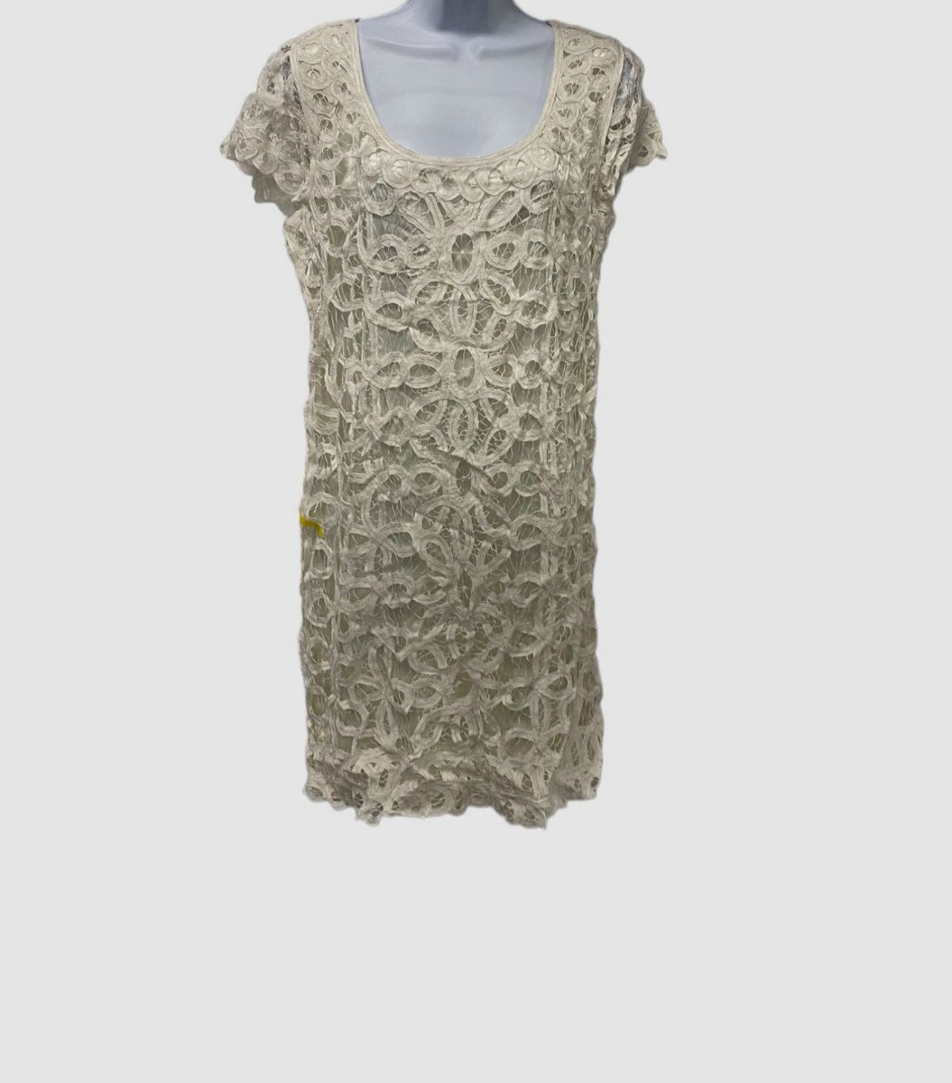 Lauren Ralph Lauren Lace Short-Sleeve Dress - Pale Cream - Size 6